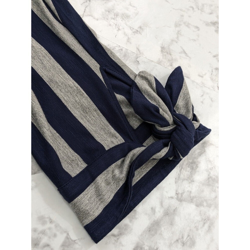 Soft Surroundings Adrift Dress Tie Cuffs Striped Blue Gray Nautical Jersey Sz XL - Picture 4 of 7